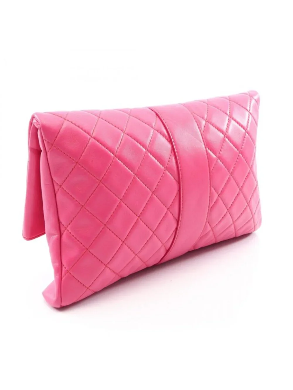 Chanel Clutch Quilted Fuchsia Pink Lambskin